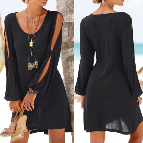 Chic Hollow Out Sleeve Mini Dress for Summer Evenings