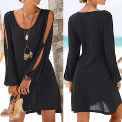 Chic Hollow Out Sleeve Mini Dress for Summer Evenings