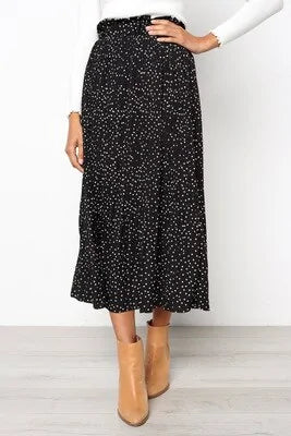 Elegant Elastic High-Waist Pleated Midi Skirt for Women