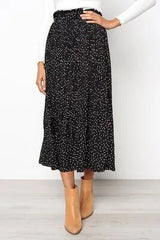 Elegant Elastic High-Waist Pleated Midi Skirt for Women