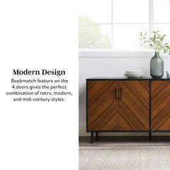 Mid-Century Modern Acorn Buffet with Faux-Bookmatch Doors