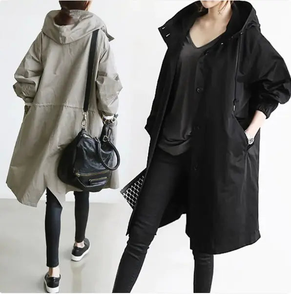 Korean Loose Fit Solid Color British Trench Coat