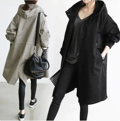 Korean Loose Fit Solid Color British Trench Coat