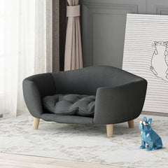 Luxurious Mid-Century Modern Dog Bed in Dark Gray