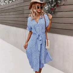 Chic Midi Dress with Button Detail - Anne Collection