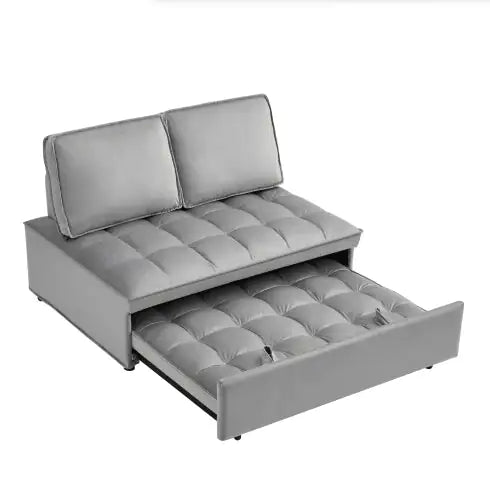 Modern Velvet Convertible Sofa Bed - Grey, Double Seat