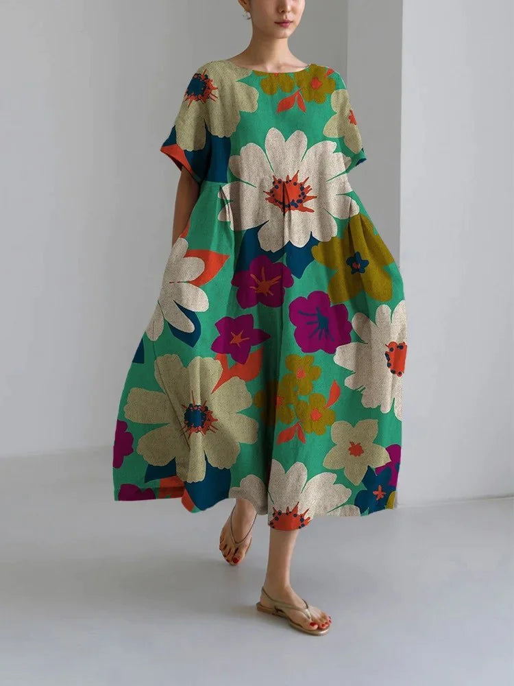 Retro Geometric Long Dress - Casual & Elegant