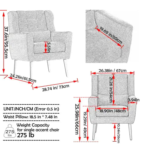 Teal Modern Upholstered Armchair – Chenille Comfort Chair