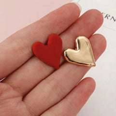 Chic Heart-Shaped Dual-Tone Earrings - Gold & Red
