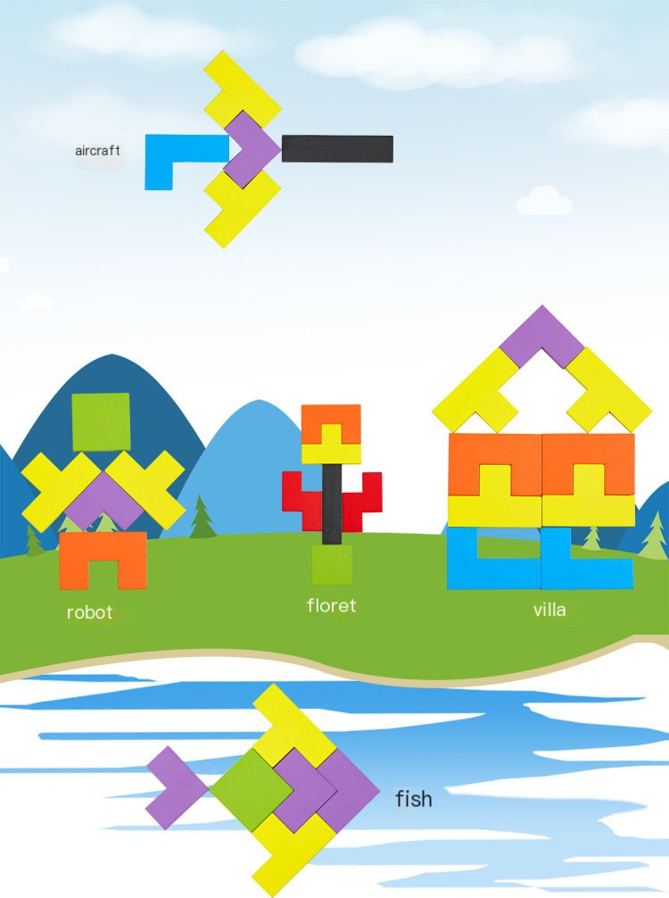 Wooden Tetris Puzzle Game for Kids Ages 3-9