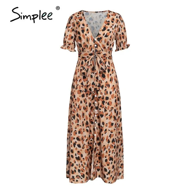 Chic Leopard Print Midi Dress - Elegant & Versatile
