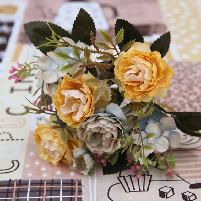 Vintage Silk Artificial Flowers Arrangement Kit
