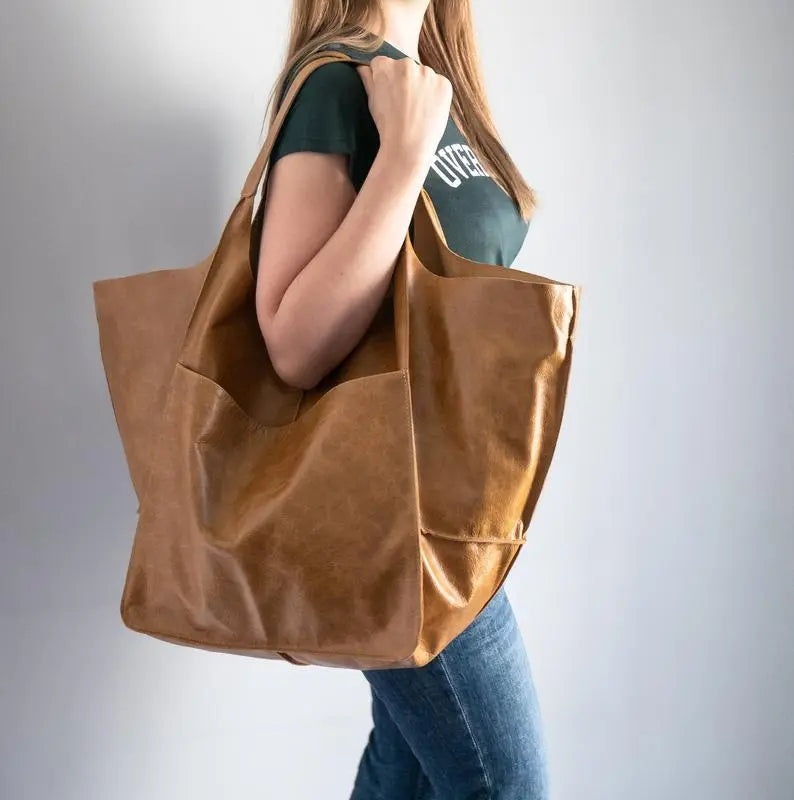 Elegant PU Leather Tote Bag - Large Capacity & Multi-Style