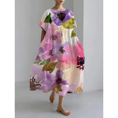 Retro Geometric Long Dress - Casual & Elegant