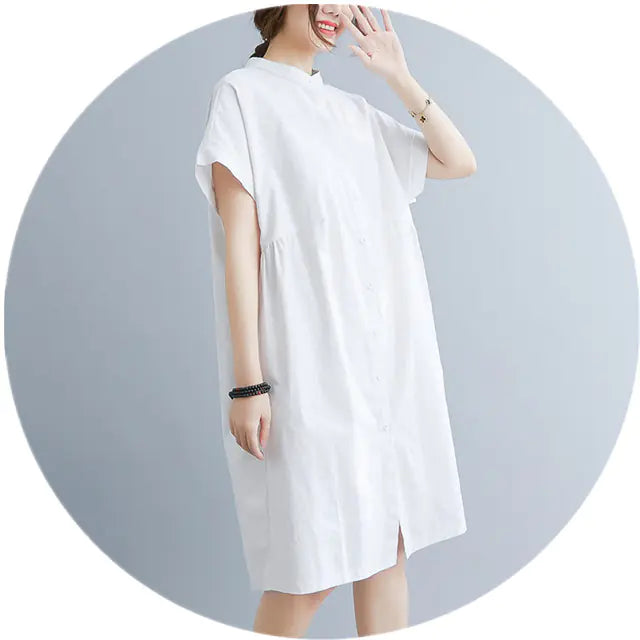 Breezy Cotton Summer Shirt Dress - Perfect for Hot Weather