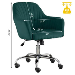 Velvet Adjustable Office Desk Chair - Green