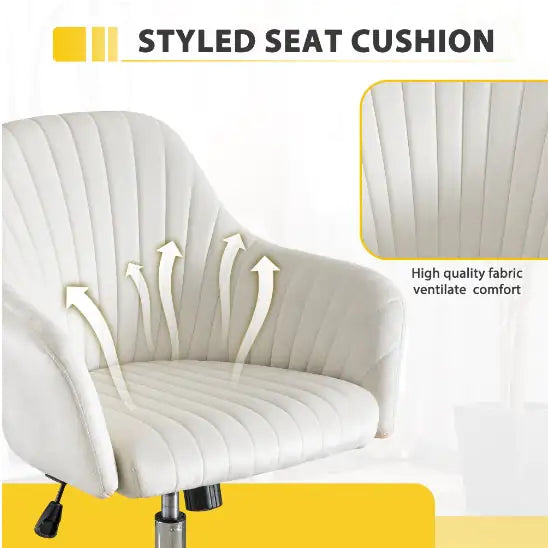 Velvet Home Office Desk Chair - Light Beige