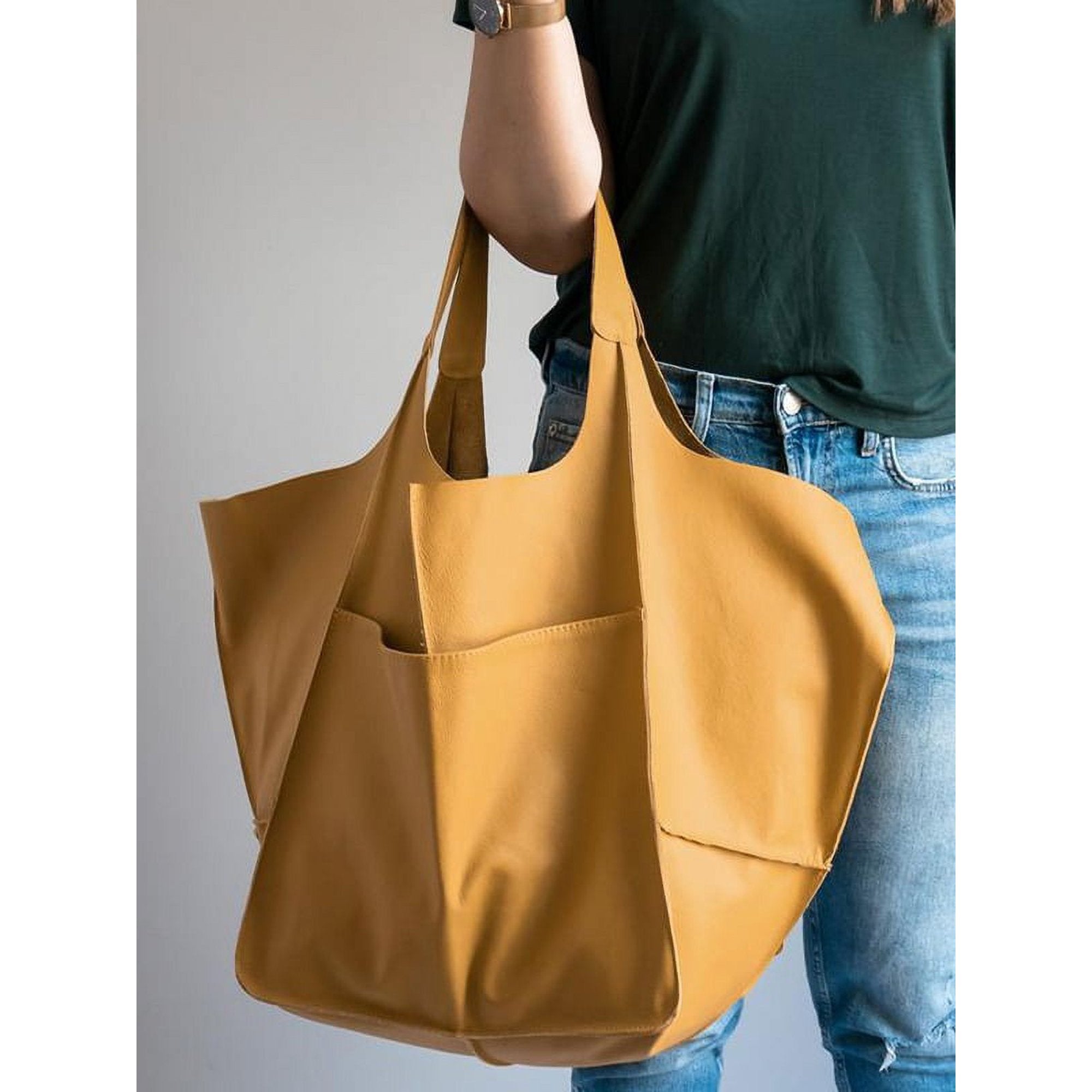 Elegant PU Leather Tote Bag - Large Capacity & Multi-Style