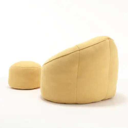 Comfy High-Pressure Foam Bean Bag Chair with Footrest - Yellow