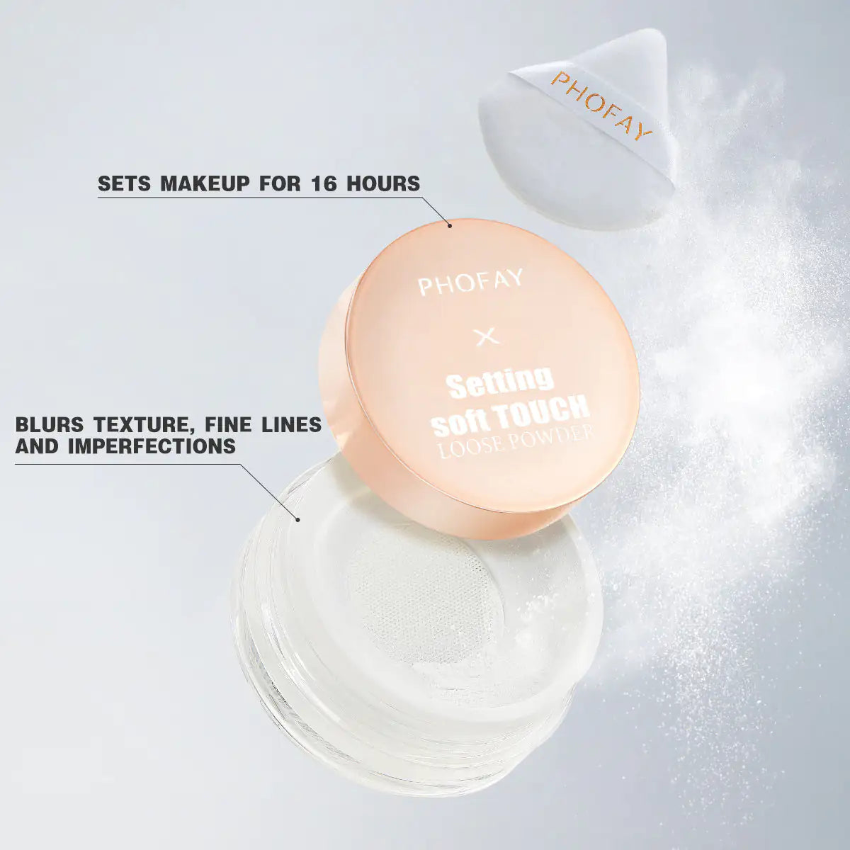 PHOFAY Soft Touch Loose Powder - Long-Lasting, Sweatproof