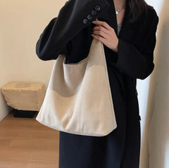 Vintage Style Suede Shoulder Bag | Large Capacity & Luxe Feel