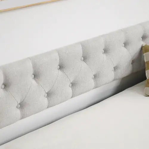 Elegant Tufted Double Sofa Bed with Pull-Out Trundle - Beige