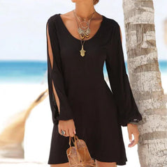 Chic Hollow Out Sleeve Mini Dress for Summer Evenings
