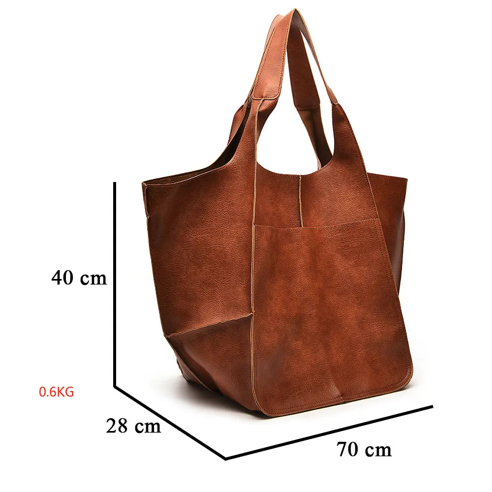 Elegant PU Leather Tote Bag - Large Capacity & Multi-Style