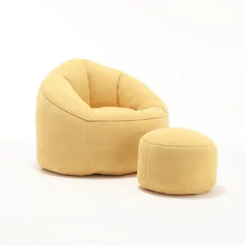 Comfy High-Pressure Foam Bean Bag Chair with Footrest - Yellow