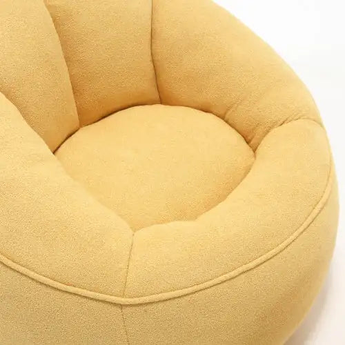 Comfy High-Pressure Foam Bean Bag Chair with Footrest - Yellow