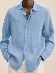 Men's Casual Stand Collar Solid Shirt - Long Sleeve