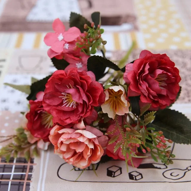 Vintage Silk Artificial Flowers Arrangement Kit