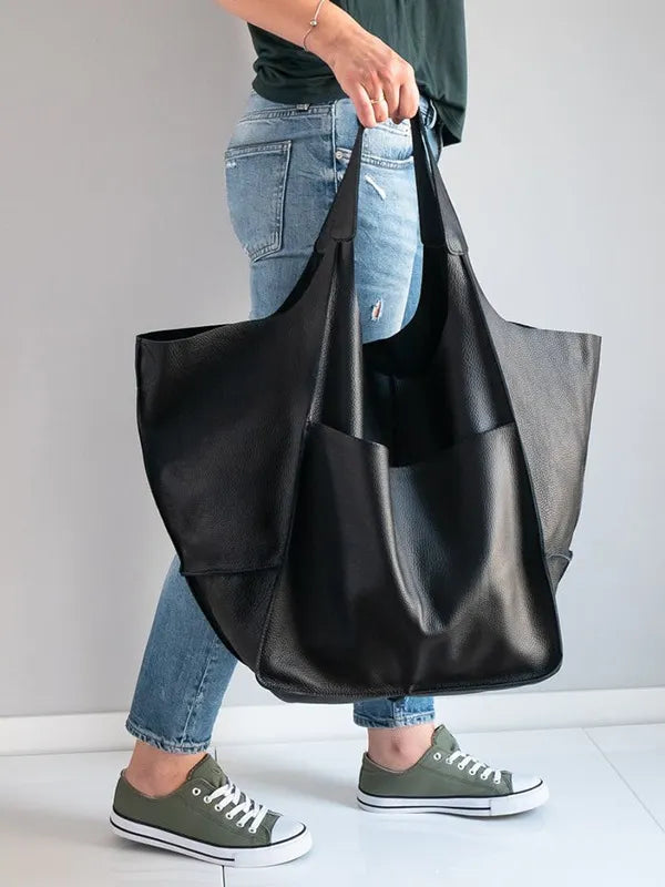 Elegant PU Leather Tote Bag - Large Capacity & Multi-Style