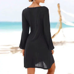 Chic Hollow Out Sleeve Mini Dress for Summer Evenings