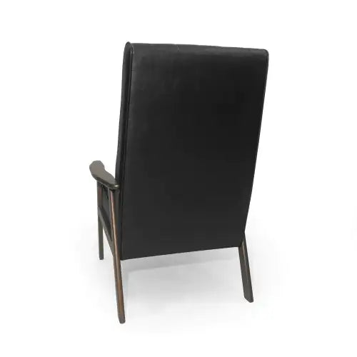 Mid-Century Modern Accent Chair, Matte Black Faux Leather