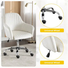 Velvet Home Office Desk Chair - Light Beige