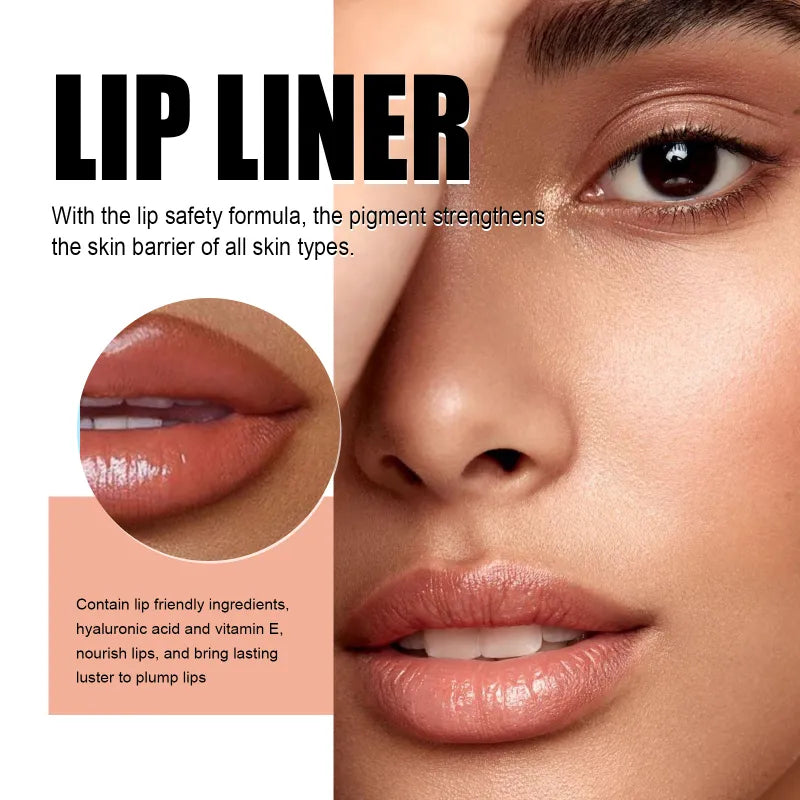 Long-Lasting Dark Brown Lip Liner & Plumping Gloss Duo