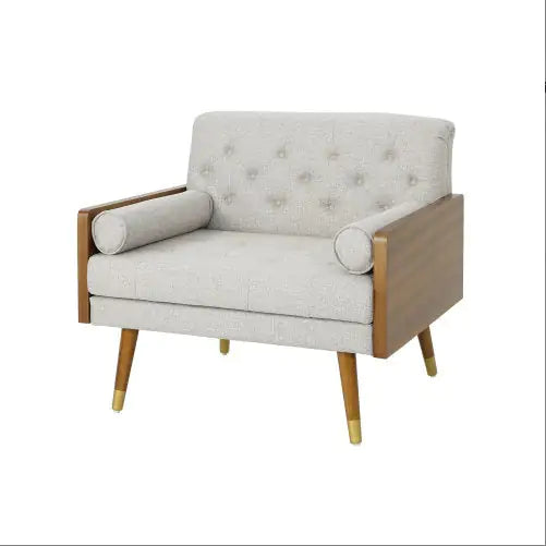 Elegant Beige Club Chair - Luxurious Fabric Finish