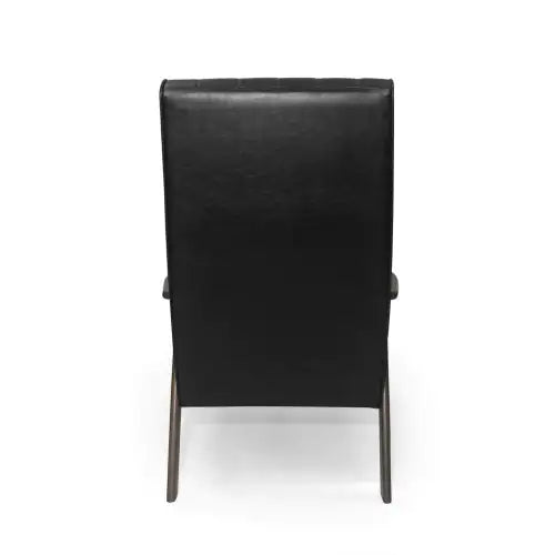 Mid-Century Modern Accent Chair, Matte Black Faux Leather