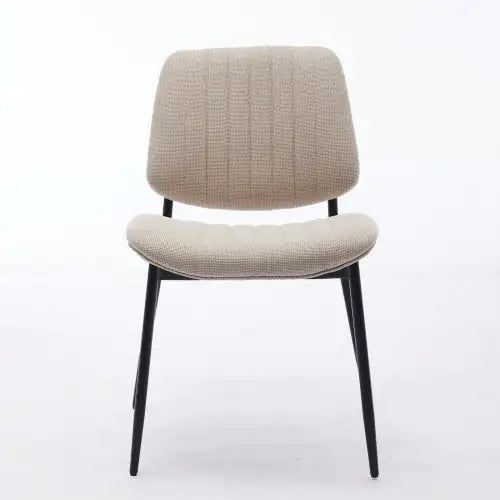 Modern Retro Linen Dining Chairs Set of 2 - Bentwood Back & Metal Legs