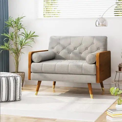 Elegant Beige Club Chair - Luxurious Fabric Finish