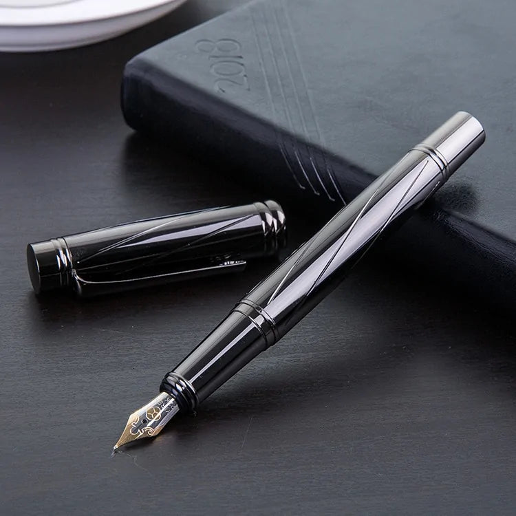 Elegant Silver-Plated Fountain Pen | 0.5mm Fine Nib