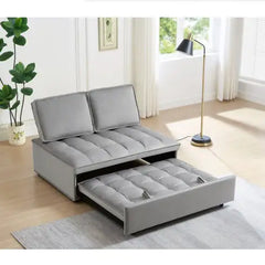 Modern Velvet Convertible Sofa Bed - Grey, Double Seat