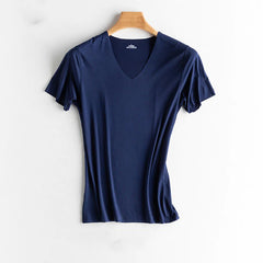 Luxurious Ice Silk V-Neck T-Shirt for Everyday Comfort