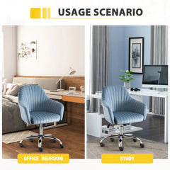 Office Desk Chair with Adjustable Height & Casters - Blue Velvet