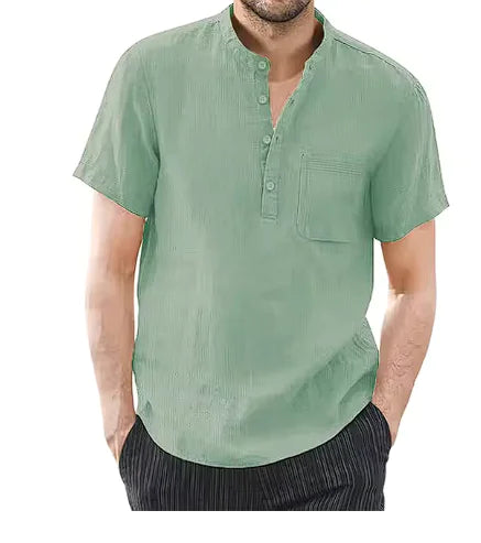 Men's Casual Cotton Linen T-Shirt - Breathable Summer Top