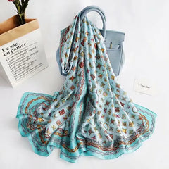 Luxury Silk Scarf with Elegant Winter Print - Perfect for All Events