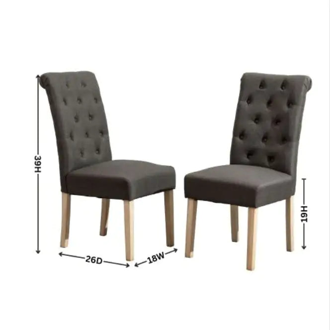 Charcoal Tufted Solid Wood Parsons Dining Chair, Set of 2