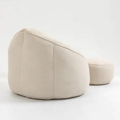 Comfy High-Pressure Foam Bean Bag Chair With Footrest - Beige