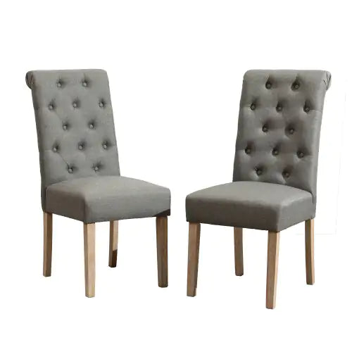 Elegant Grey Tufted Parsons Dining Chairs (Set of 2)